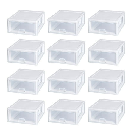 Sterilite - Clear Plastic Stacking Storage Drawer Container Box (12 Pack)