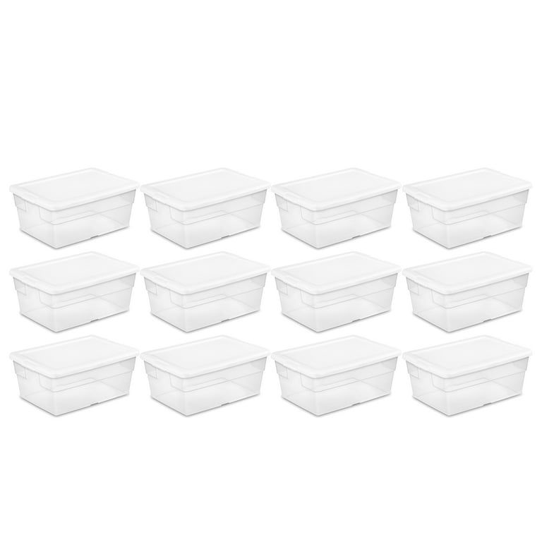 Sterilite 16 Quart Clear Plastic Tote Box Storage with Lid - Durable, Stackable Organizer for Clothes, Shoes, Pantry - Classroom & Supply Organization