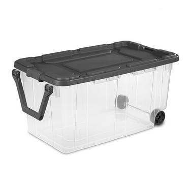 Sterilite 160 Qt Latching Stackable Wheeled Storage Tote w/ Lid, 2 Pack