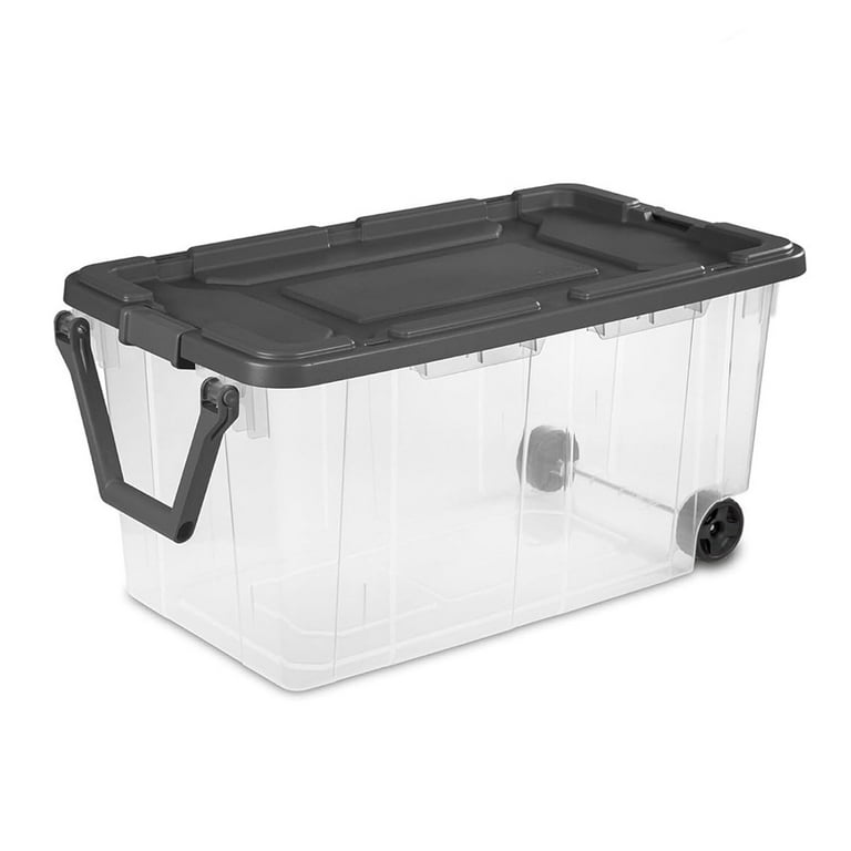 Sterilite 160 Qt Plastic Bins Latching Stackable Storage Tote with Wheels Lid 2 Pack Walmart