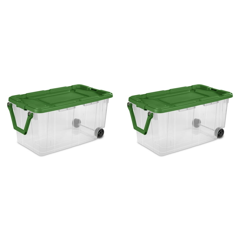 Sterilite 160 Qt. Wheeled Storage Box Elf Green Set of 2
