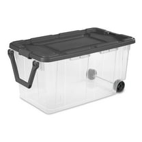 Sterilite Extra Large Storage Bin, 160 Quart Wheeled Clear Plastic Storage Container with Handle, Gray