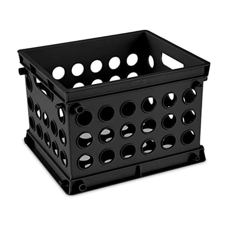 Sterilite Mini Crate, Stackable Plastic Storage Bin Organizer with Handles, Black, 24 Pack