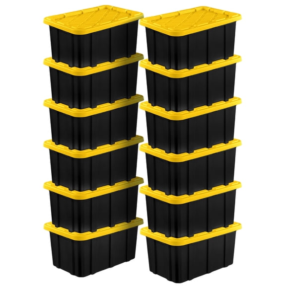 Sterilite 17 Gal Industrial Stackable Storage Tote Lidded Container, 12 Pck