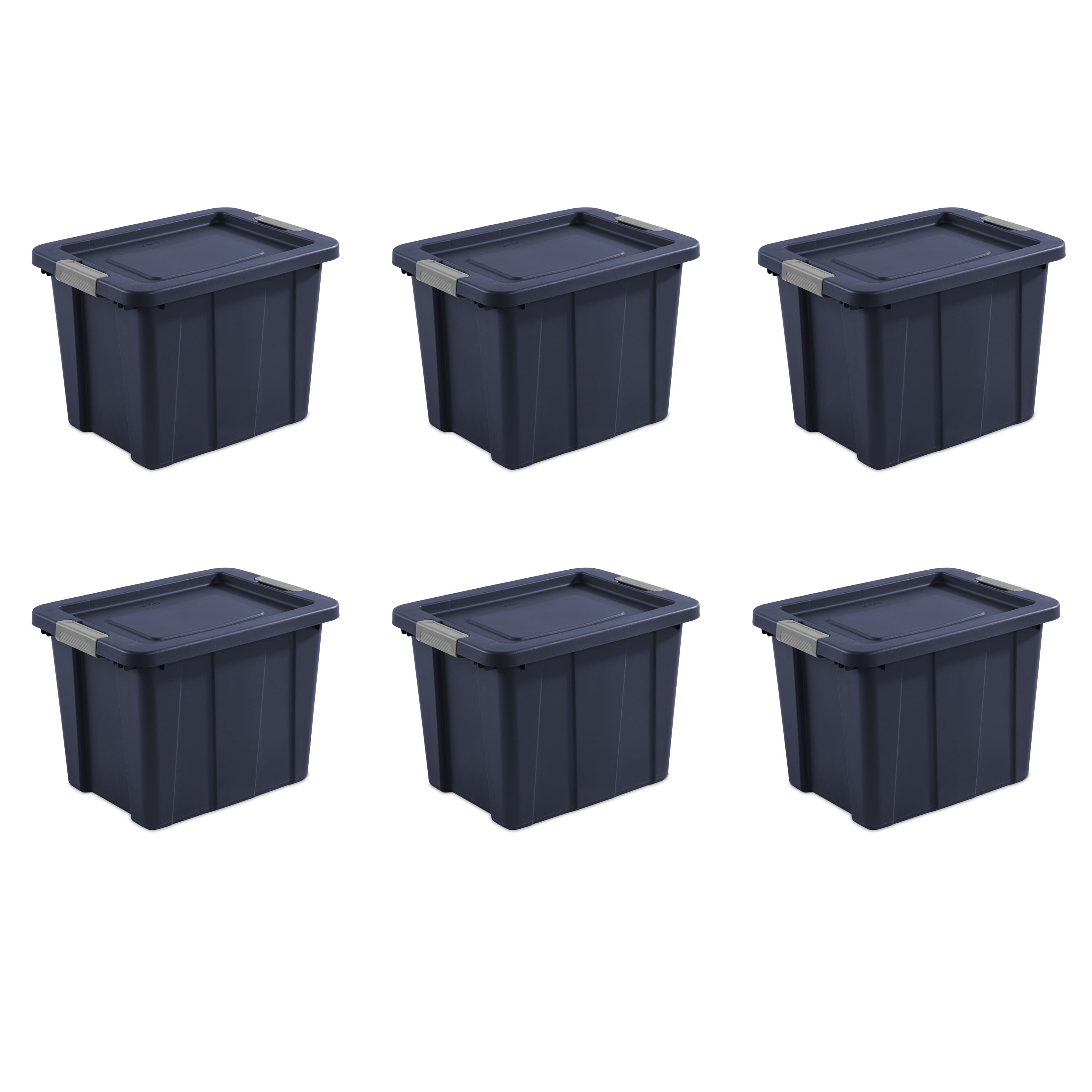 Sterilite Tuff1 30 Gallon Plastic Stackable Basement Garage Attic Storage  Organizer Tote Container Bin with Latching Lid, Dark Indigo Blue (4 Pack)