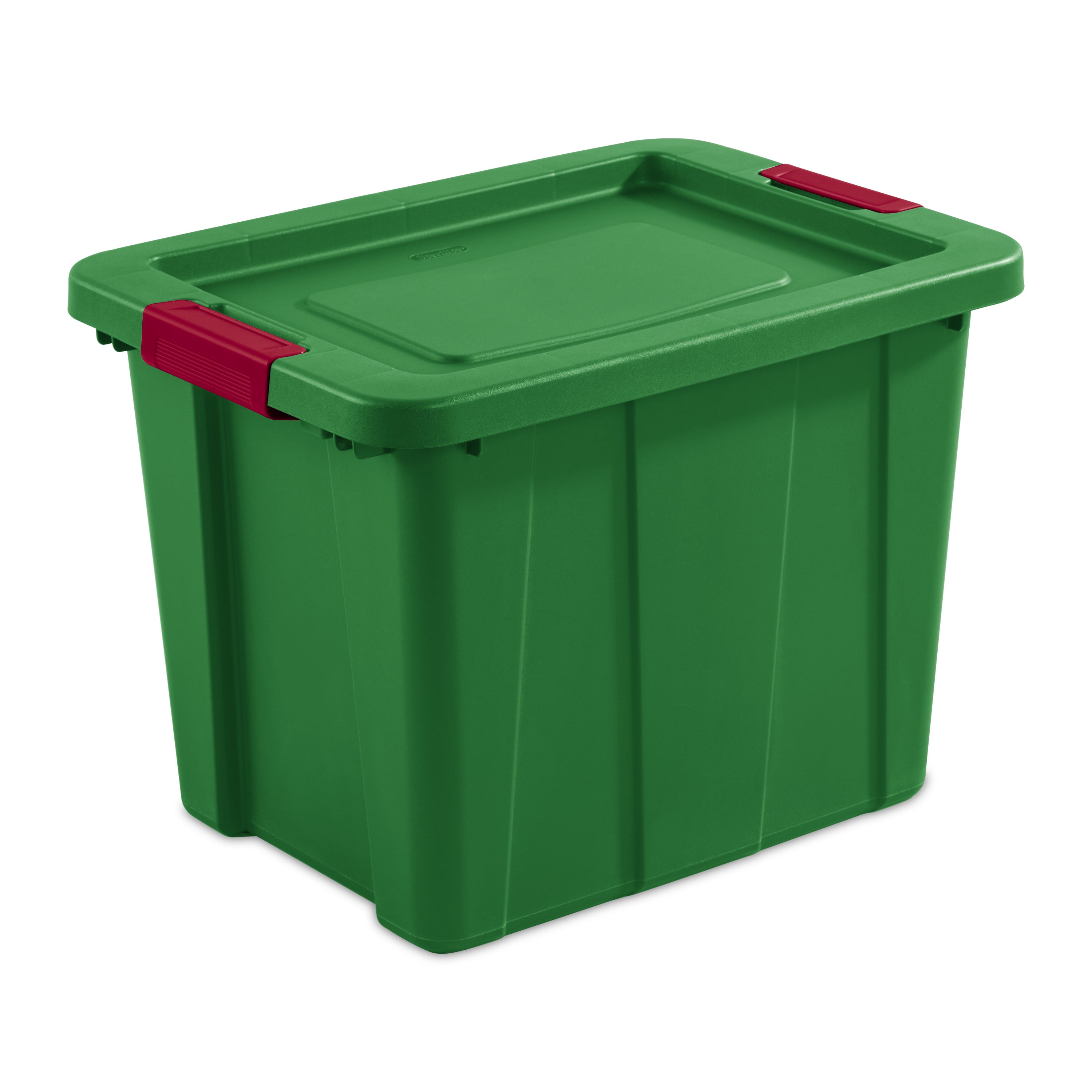 Hefty 18 gal Plastic Holiday Latched Storage Tote, Green 