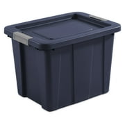 Sterilite Tuff1 18 Gallon Large Latching Storage Bin, Rugged Plastic Tote with Latch Lid, Heavy Duty, Dark Blue