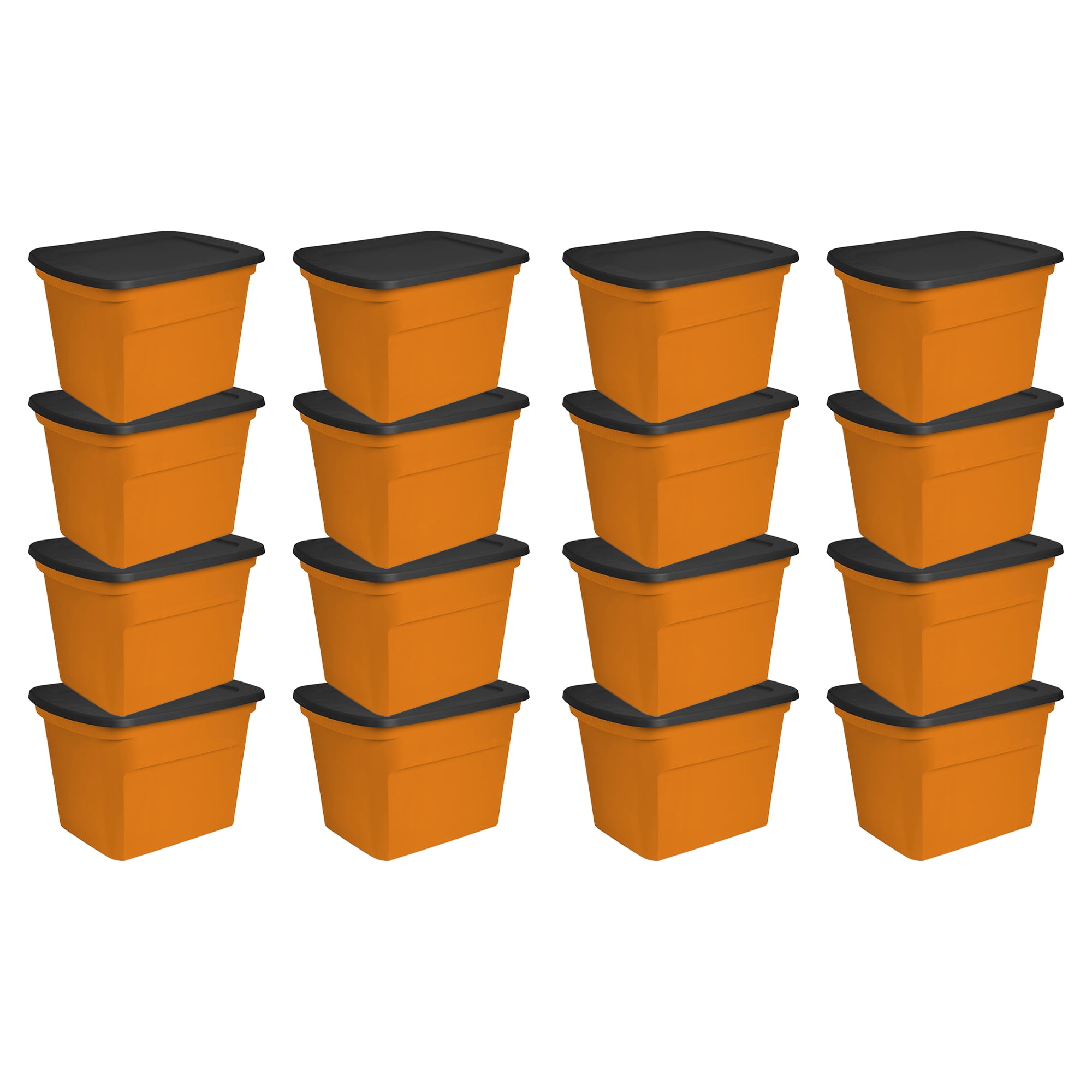 Sterilite 18 Gallon Orange Plastic Storage Container Bin Tote with Lid (16  Pack)