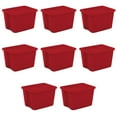 thumbnail image 1 of Sterilite Large Storage Bin, 18 Gallon Plastic Storage Container with Snap-On Lid, Red, Pack of 8, 1 of 7