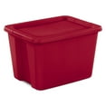 thumbnail image 1 of Sterilite 18 Gallon Tote, Plastic Christmas Storage Bin with Snap-on Lid, Ideal for Holiday Linens, Décor, Keepsakes and More, Red, 1 of 13