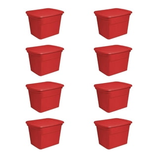 Red Large Plastic Storage Bin 6 Pack - by TCR