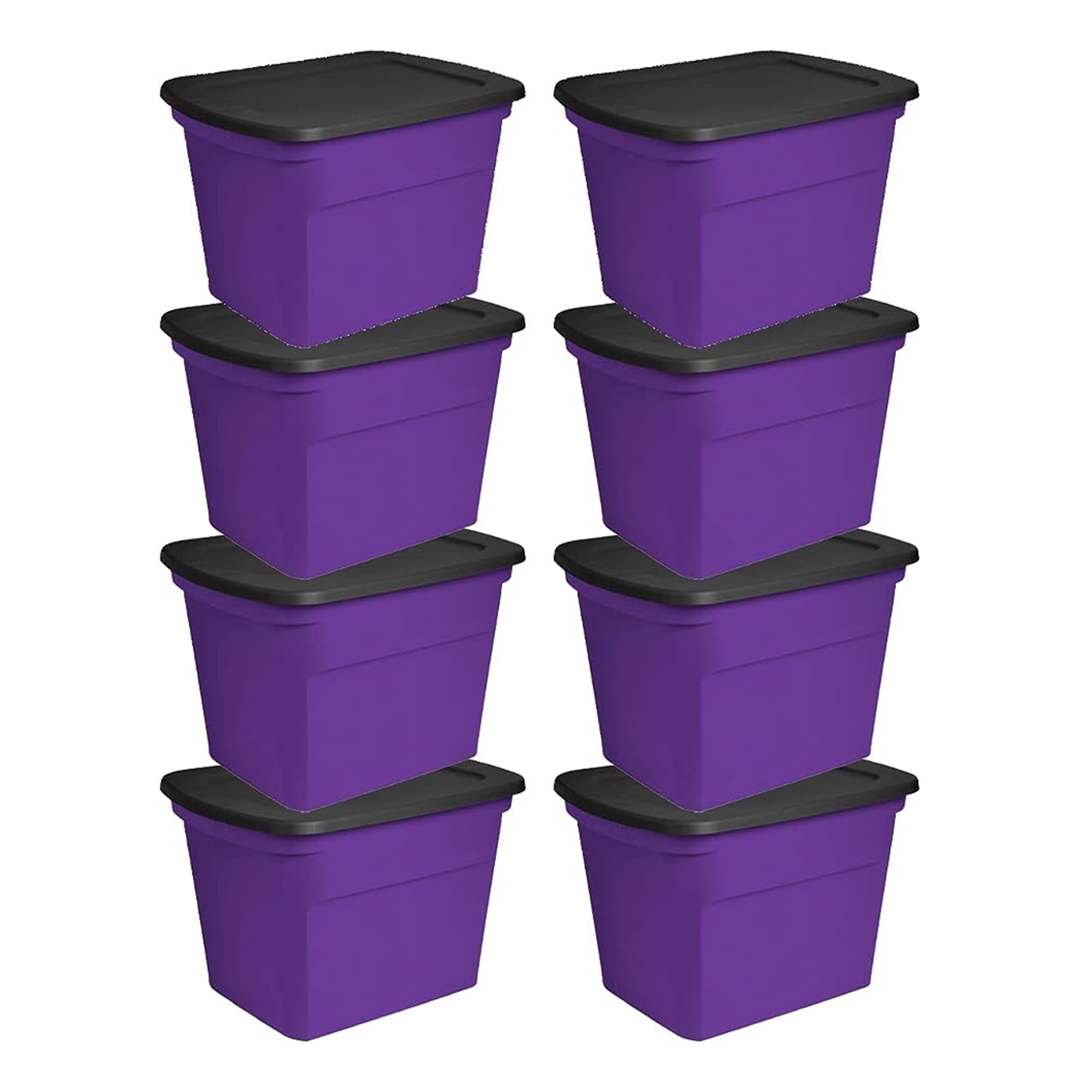 Sterilite 18 Gallon Storage Tote Stackable Plastic Bin with Lid, Purple, 24  Pack