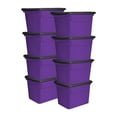 thumbnail image 1 of Sterilite 18 Gallon Storage Tote Stackable Plastic Bin with Lid, Purple, 8 Pack, 1 of 8