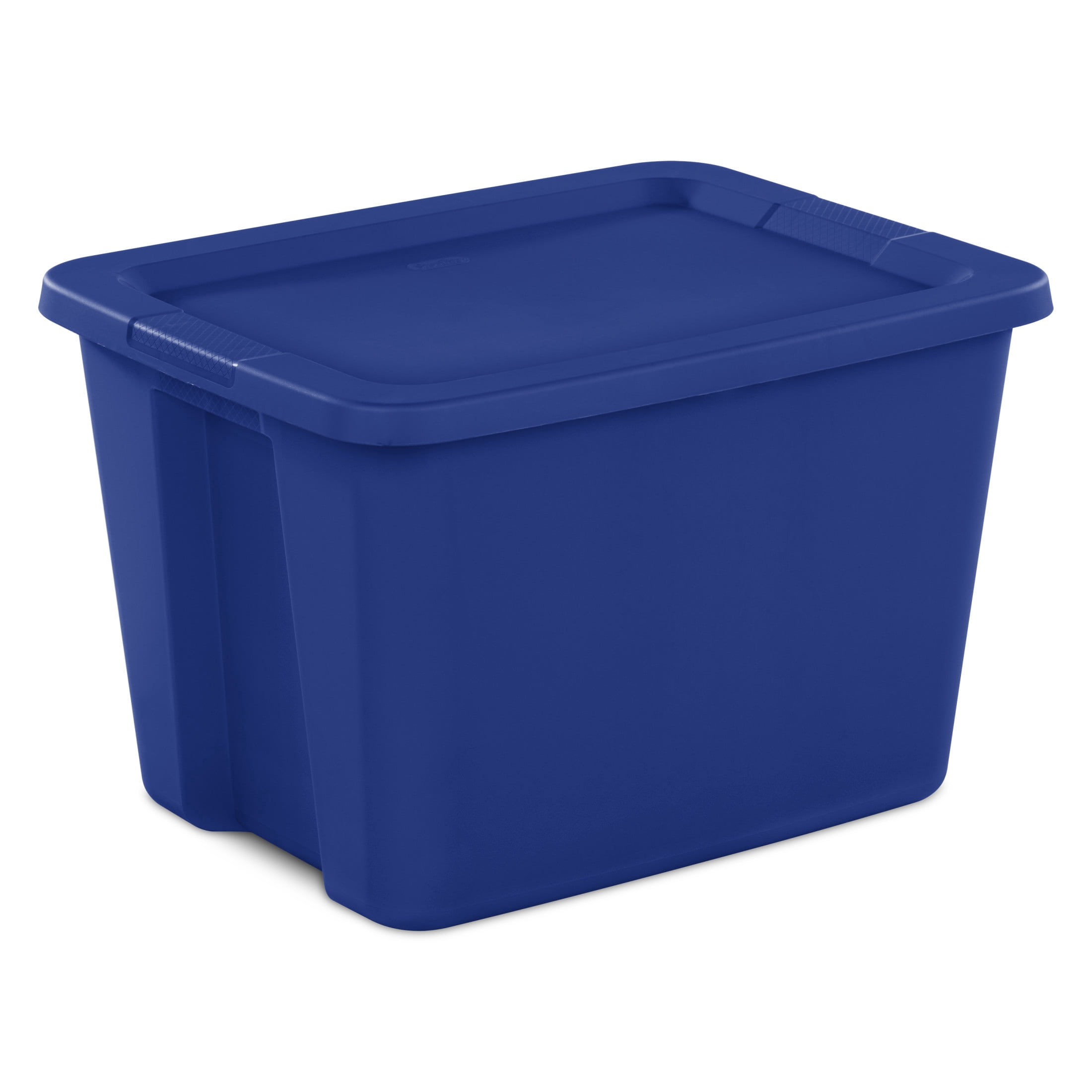 Sterilite 18 Gal. Tote, Plastic Storage Bin with Snap-on Lid, Blue