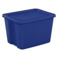 thumbnail image 1 of Sterilite 18 Gal. Tote, Plastic Storage Bin with Snap-on Lid, Blue, 1 of 10