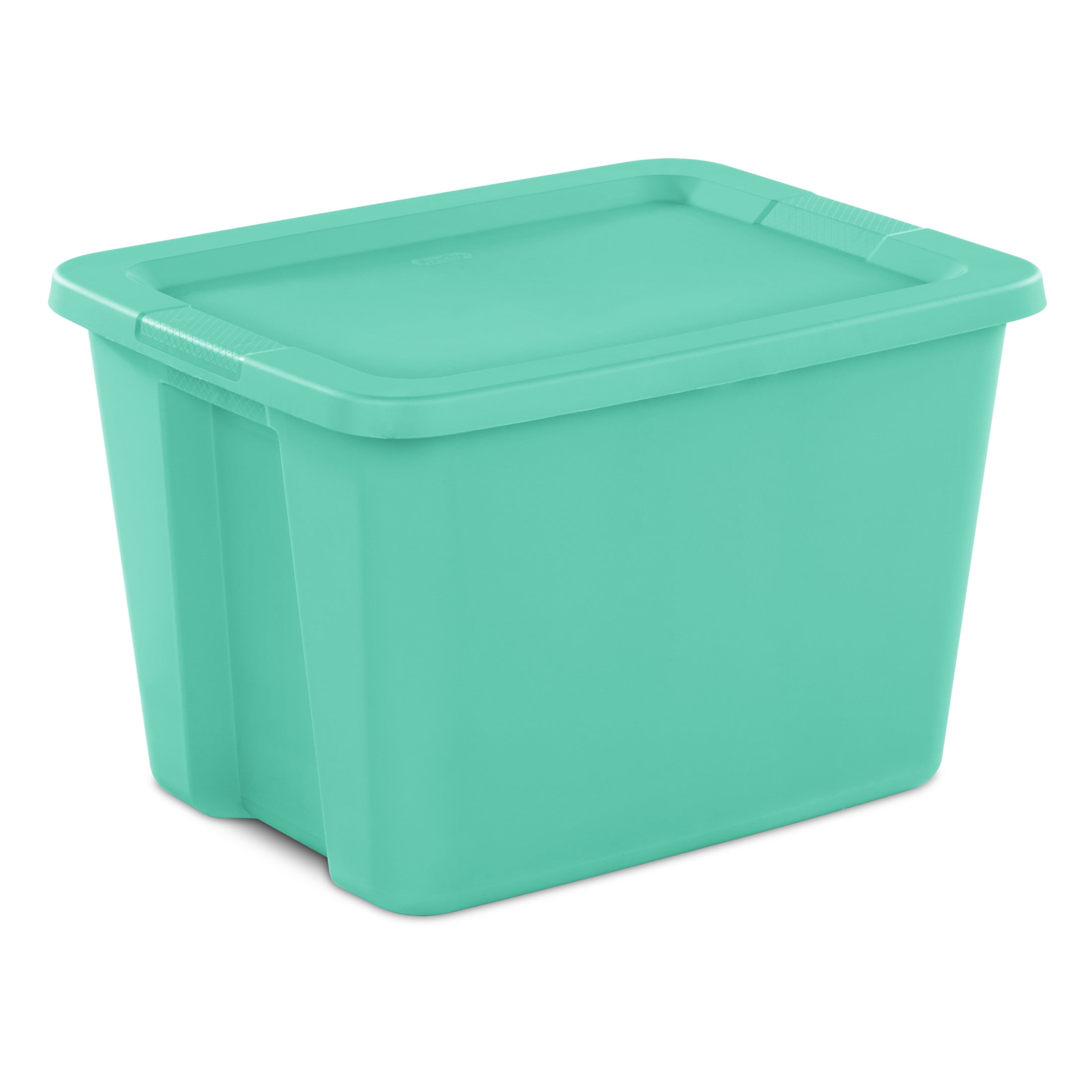 Sterilite 18 Gallon Tote, Plastic Storage Bin with Snap-on Lid, Teal - Walmart.com
