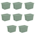 thumbnail image 1 of Sterilite Large Storage Bin, 18 Gallon Plastic Storage Tote with Snap-On Lid, Light Green, 8 Pack, 1 of 9