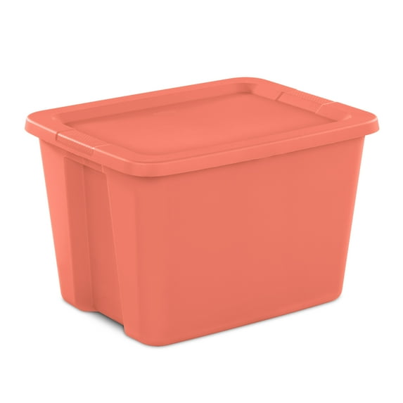 Sterilite 18 Gallon Tote, Plastic Storage Bin with Snap-on Lid, Orange