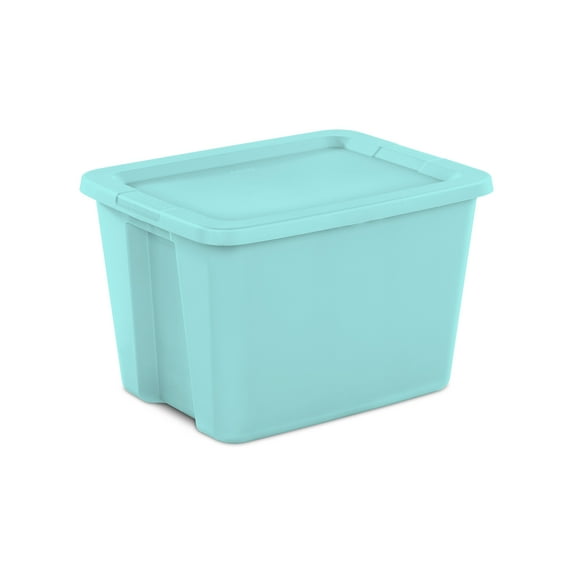 Sterilite 18 Gallon Tote Box Plastic, Bleached Teal