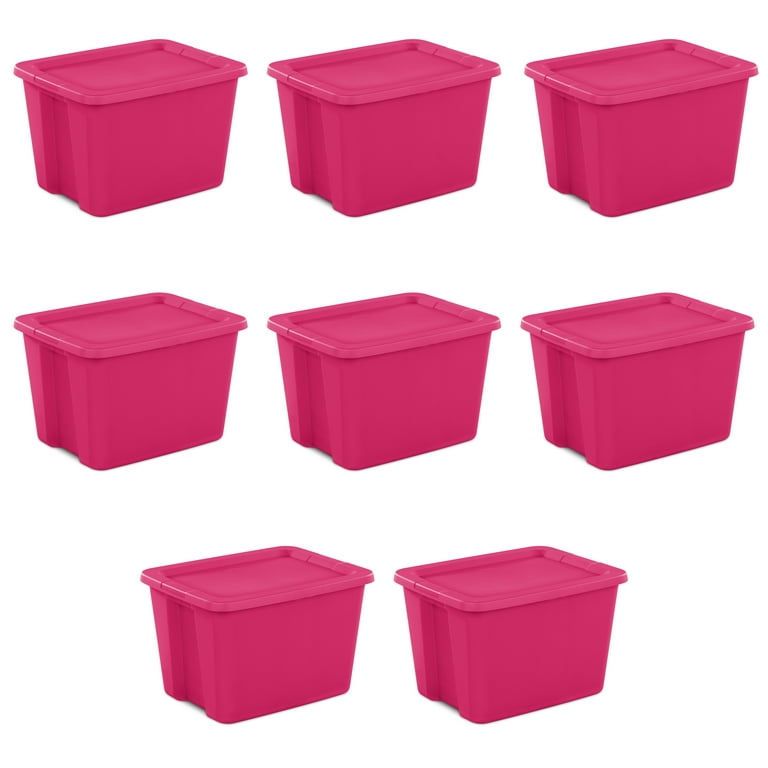 Set of 8 Plastic Storage Boxes, Sterilite 18 Gallon Tote Box
