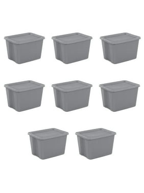 Sterilite 18 Gallon Tote Box Plastic, Gray, Set of 8
