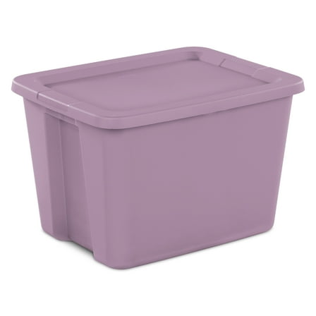 Sterilite 18 Gallon Tote, Plastic Storage Bin with Snap-on Lid, Purple
