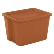 Sterilite Large Storage Bin, 18 Gallon Plastic Storage Container with Snap-On Lid, Orange