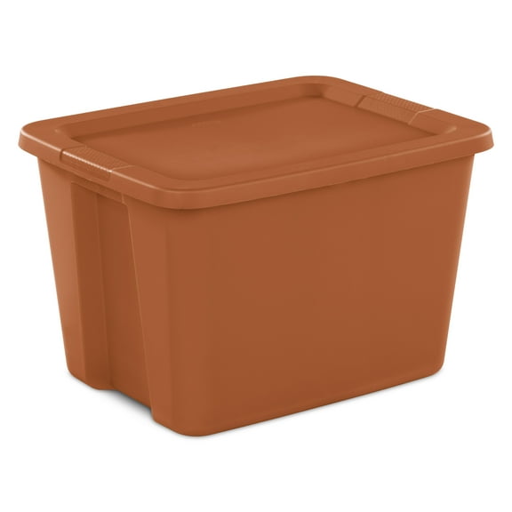 Sterilite Large Storage Bin, 18 Gallon Plastic Storage Container with Snap-On Lid, Orange