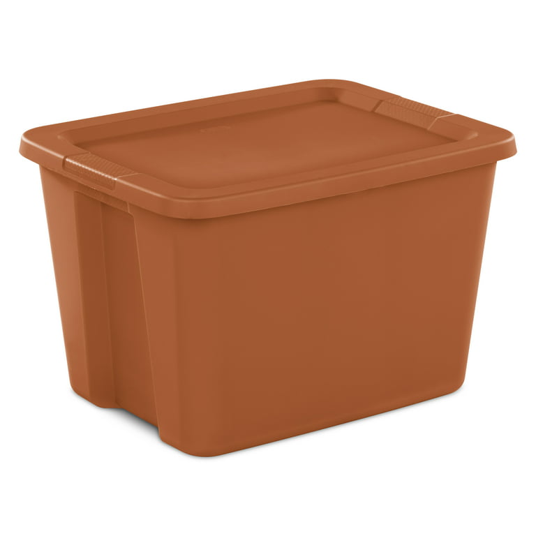 Sterilite 18 Gallon Plastic Stackable Storage Tote Container, Red
