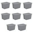 thumbnail image 1 of Sterilite Large Storage Bin, 18 Gallon Plastic Storage Tote with Snap-On Lid, Gray, 8 Pack, 1 of 10