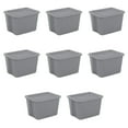 thumbnail image 1 of Sterilite 18 Gallon Tote, Plastic Storage Bin with Snap-on Lid, Gray, 8 Pack, 1 of 12