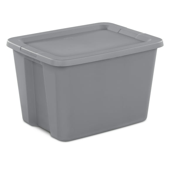 Sterilite Large Storage Bin, 18 Gallon Plastic Storage Container with Snap-On Lid, Gray