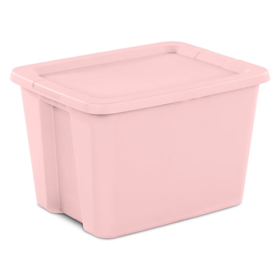 Sterilite Large Storage Bin, 18 Gallon Plastic Storage Container with Snap-On Lid, Pink