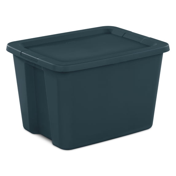 Sterilite Large Storage Bin, 18 Gallon Plastic Storage Container with Snap-On Lid, Teal