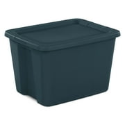 Sterilite Large Storage Bin, 18 Gallon Plastic Storage Container with Snap-On Lid, Teal