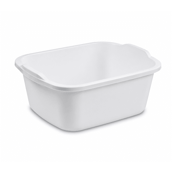 Sterilite 18 Qt. Dishpan, Multi-Purpose Plastic Wash Tub, Kitchen, Sink, White, Best Used for Sink-Side Organization and Drying