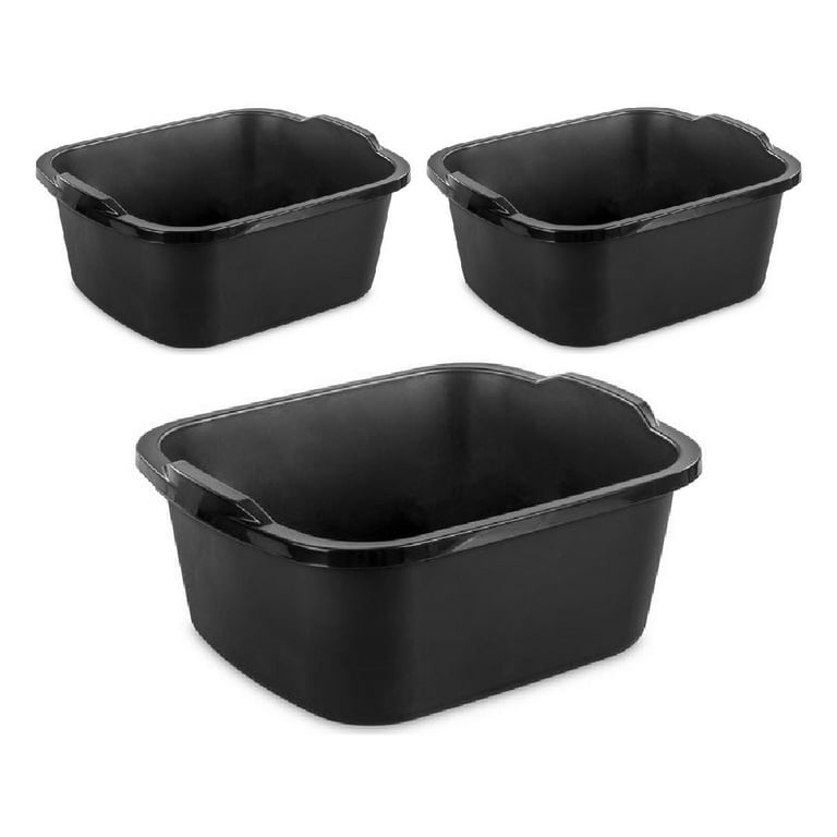 Sterilite 18 Quart Dishpan Plastic Basin Black, 3 Pack