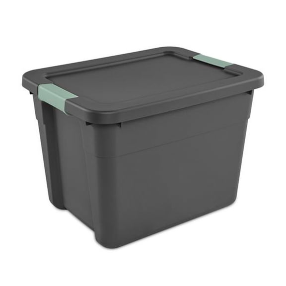 Sterilite 18Pk 12Gal Latch Tote Stackable Storage Container, Gray/Green