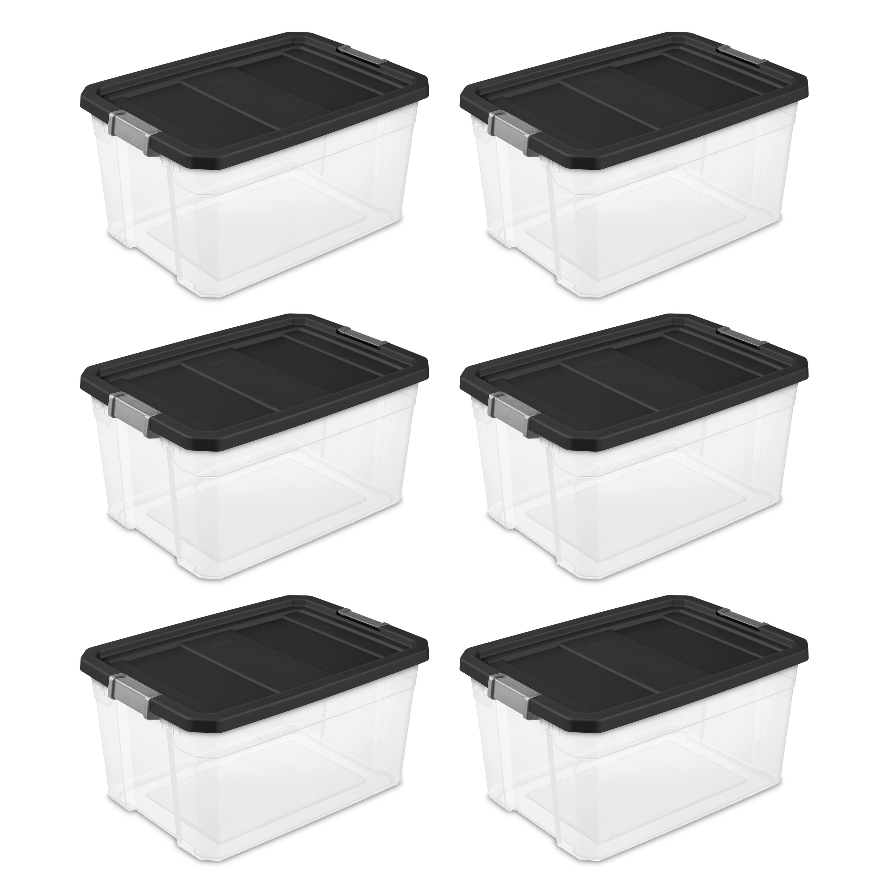 Sterilite 7.5 Gallon Plastic Stacker Tote, Heavy Duty Lidded Storage Bin  Container for Stackable Garage and Basement Organization, Black, 6-Pack -  Yahoo Shopping