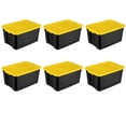 thumbnail image 1 of Sterilite 19 Gallon Stacker Tote Plastic, Yellow Lily, Set of 6, 1 of 14