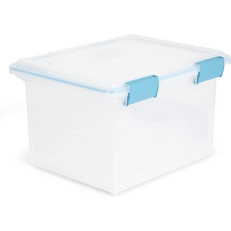 Sterilite Gasket Box 19334304 Clear - Stackable Plastic Storage - 32 Quart, Clear Lid/Base