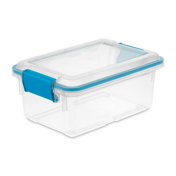 Sterilite 19414306 7.5 Quart Clear Plastic Storage Box & Lid w/ Blue Latches