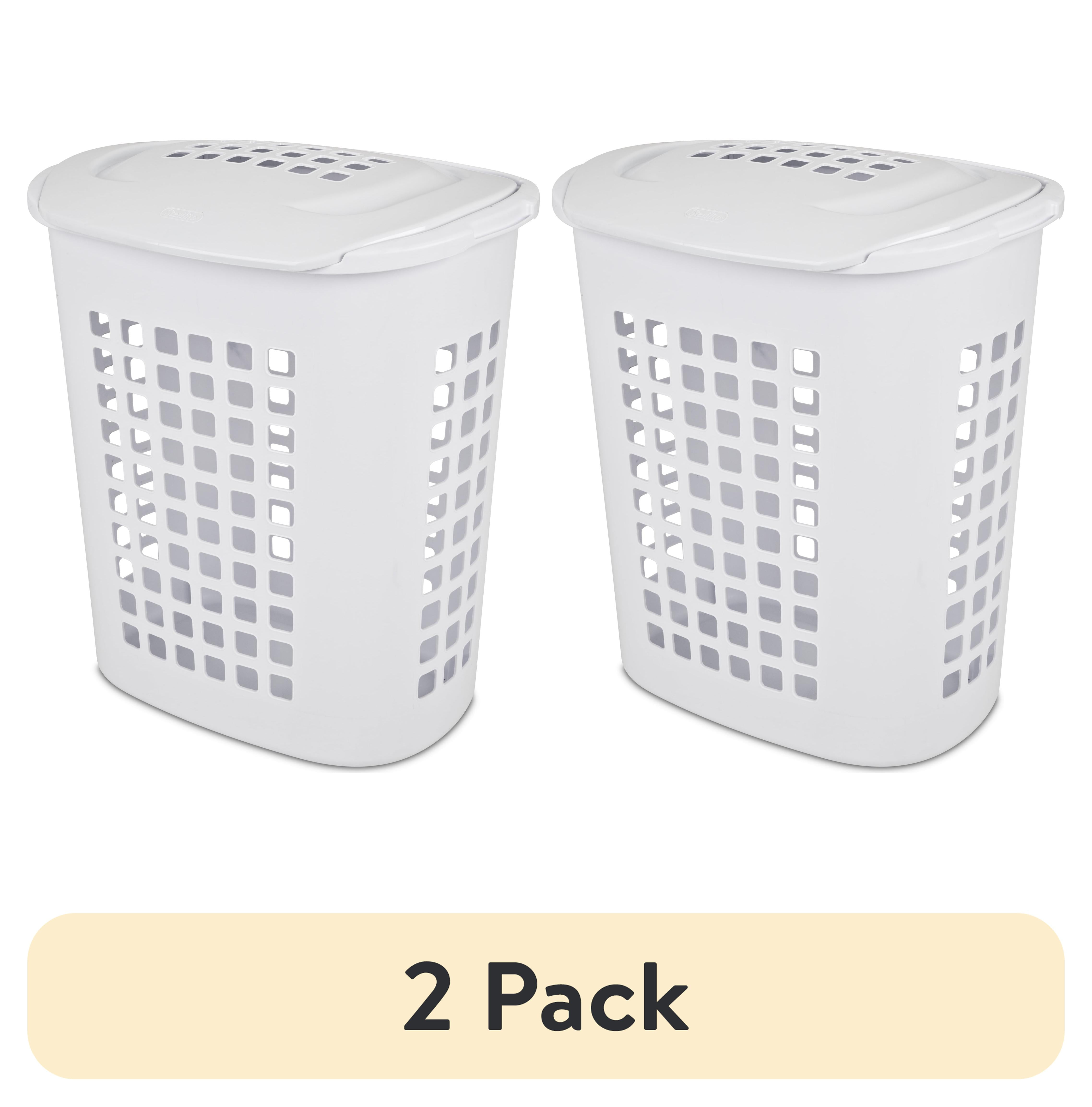 (2 pack) Sterilite 2.3 Bushel LiftTop Laundry Hamper Plastic, White