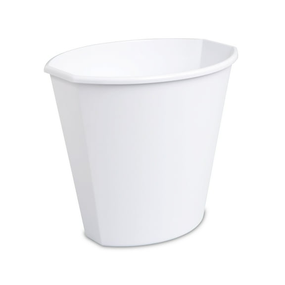 Sterilite Small Bathroom Trash Can, 2.5 Gallon Plastic Garbage Bucket Bin with No Lid, White