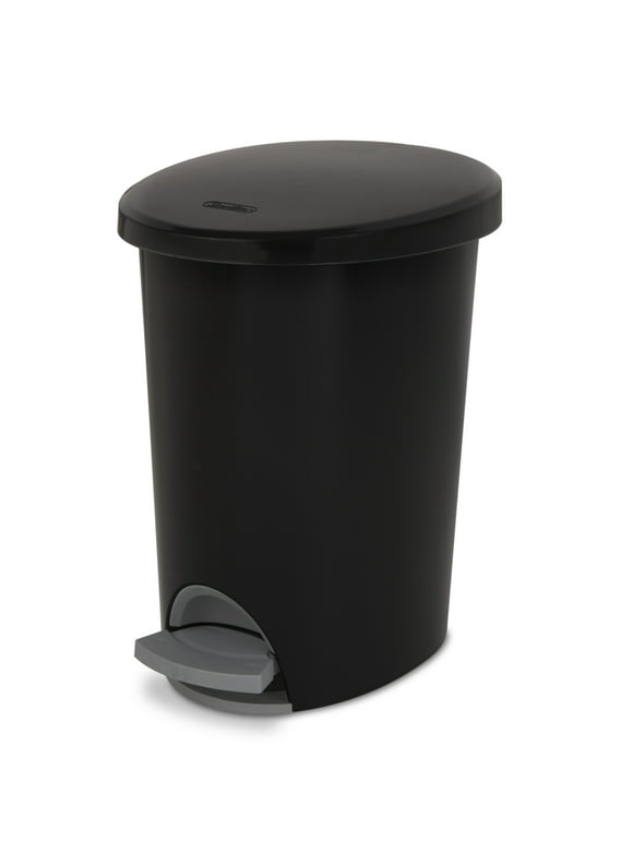 Sterilite 2.6 Gallon Trash Can, Ultra Step On Bathroom Trash Can, Black