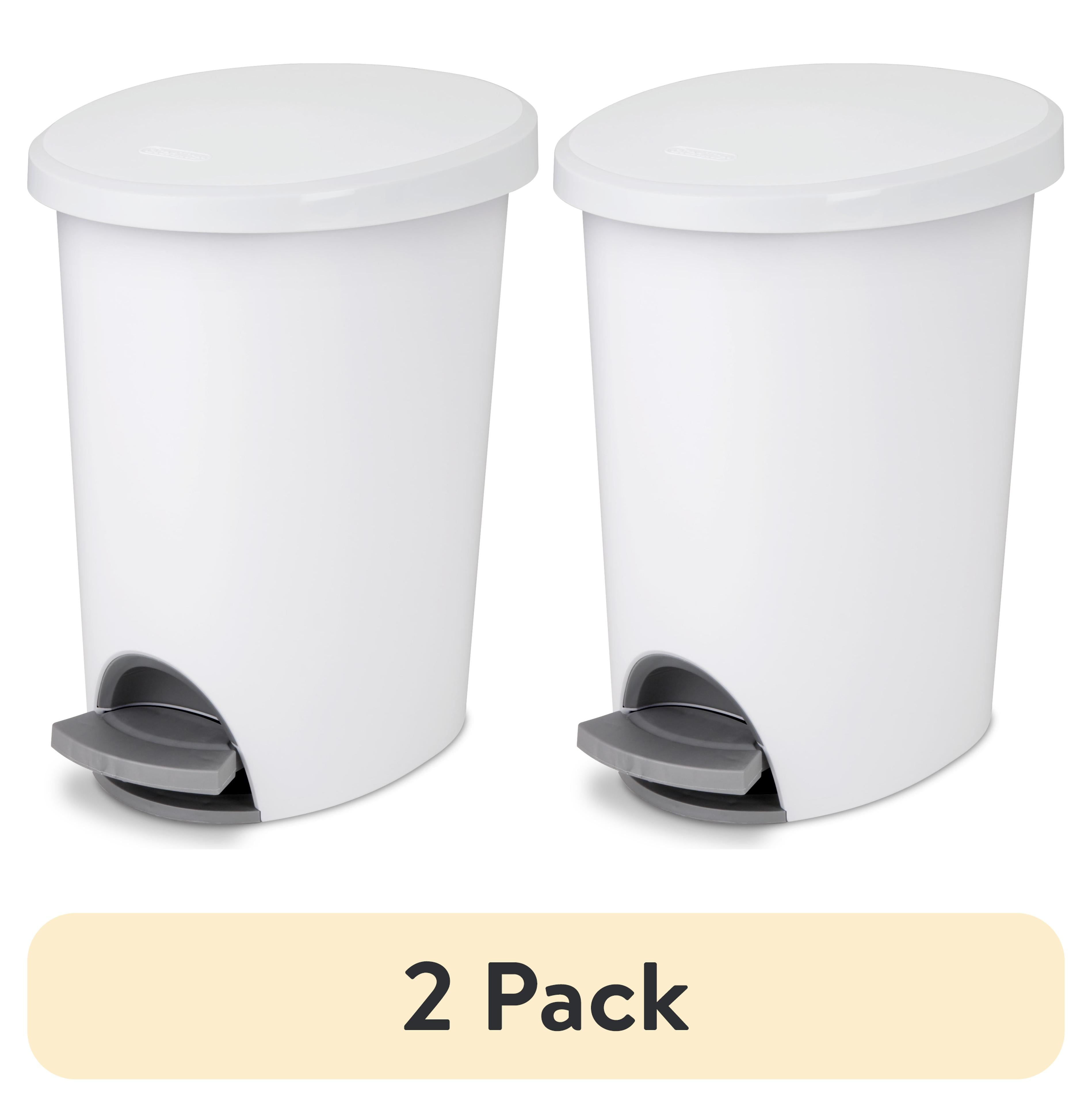 (2 pack) Sterilite 2.6 Gallon Trash Can, Ultra Step On Bathroom Trash ...