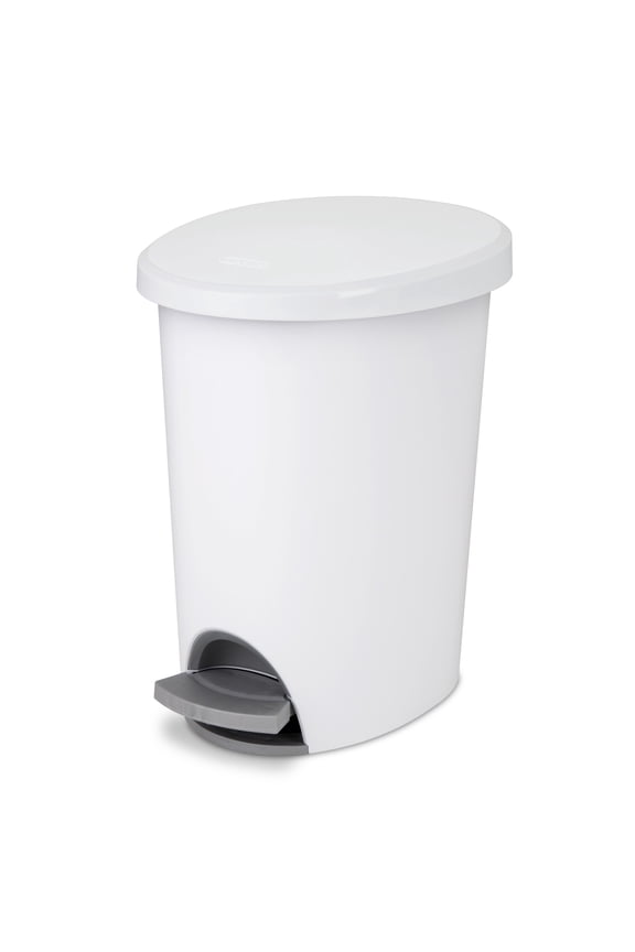 Small Bathroom Trash Can, 2.6 Gallon Plastic Garbage Bucket Bin with Step Lid, White