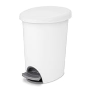 Sterilite Small Bathroom Trash Can, 2.6 Gallon Plastic Garbage Bucket Bin with Step Lid, White