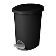 Sterilite Small Bathroom Trash Can, 2.6 Gallon Plastic Garbage Bucket Bin with Step Lid, Black