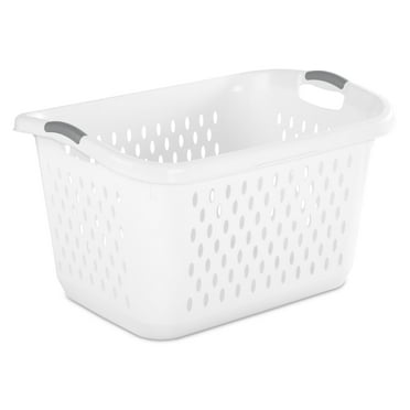 Sterilite 2.7 Bushel Extra Large Plastic Laundry Basket with 2 Carry Handles, White